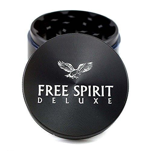 Herb Grinder Deluxe Edition by Free Spirit, 4 Piece 2.5 Inch Superior Quality Aluminum