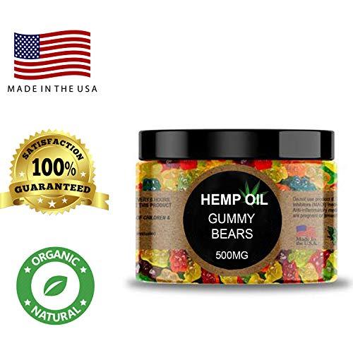 Natural Hemp Gummies - Gummy Bears 500Mg - 50ct - Premium Hemp Extract - Relieve Stress, Pain and Anxiety - Sleep and Mood Balance - Omega 3,6,9 - Made in USA