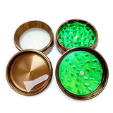 Topoo 4 Piece 2.4 Inch Tobacco Spice Herb Grinder with Pollen Catcher and Scraper - Zinc Aluminum Metals with Magnetic Lid (Anodized Brown Color)