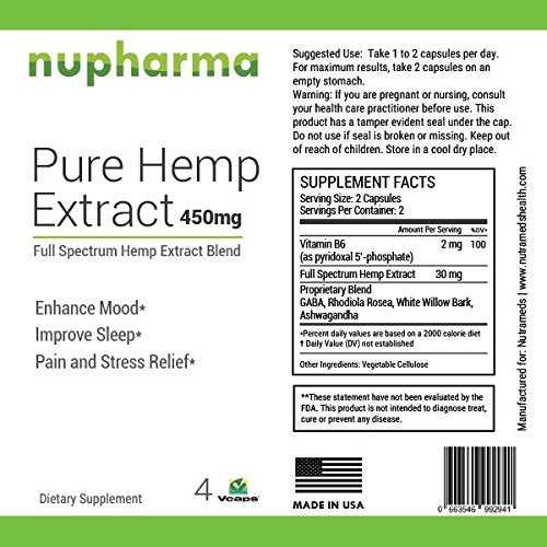 Pure Hemp Gummies - 15mg per Gummy - Organic Full Spectrum Hemp Extract- Hemp Oil Gummy Bears Promote Relief from Stress, Anxiety, Pain, Nausea- Sleep Better by Nupharma (450 mg (30 Count))