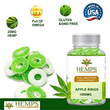 HEMPS 40ct Hemp Apple Rings Gummy - for Pain Relief and Anti-Anxiety Support :: All-Natural Ingredients :: Promotes Relaxation & General Good Health :: 25MG Per Gummy – 100% USA Made Hemp Extract