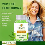 HEMPS 40ct Hemp Apple Rings Gummy - for Pain Relief and Anti-Anxiety Support :: All-Natural Ingredients :: Promotes Relaxation & General Good Health :: 25MG Per Gummy – 100% USA Made Hemp Extract