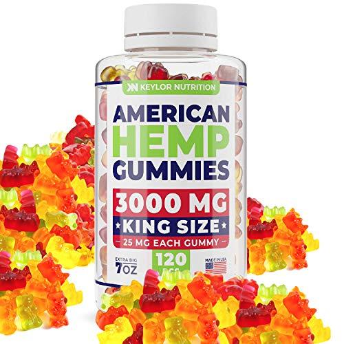 Keylor Nutrition Premium Hemp Gummies – 3000 MG – All Natural Ingredients - Relief for Stress, Inflammation, Pain, Sleep, Anxiety, Depression – Vitamins & Omega 3,6,9 – Made in The USA - 120 pcs