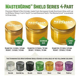 Masterdam Grinders 4-Piece Anodized Aluminum Herb Grinder with Pollen Catcher (Large (2.5 inch), Gold)