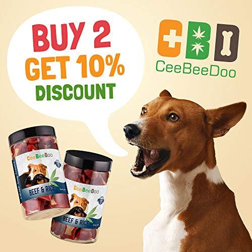 CeeBeeDoo Dog Treats with Hemp Oil for Pain Relief & Anxiety – Healthy & Tasty Hemp Treats for Dogs – Natural Pet Hemp Chews Dog Calming Treats for Small & Large Dogs, (Beef and Rice)