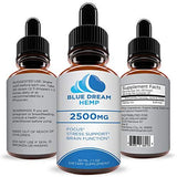 Hemp Oil Extract for Pain, Anxiety & Stress Relief - 2500mg - Blue Dream - Grown & Made in USA - Anti-Inflammatory and Joint Support - 100% Natural Hemp Drops - Sans CBD