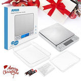 AMIR Digital Kitchen Scale, 500g/ 0.01g Mini Pocket Jewelry Scale, Cooking Food Scale with Back-Lit LCD Display, 2 Trays, 6 Units, Auto Off, Tare, PCS Function, Stainless Steel, Batteries Included