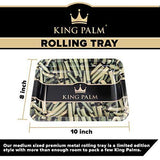 King Palm Bundle - Tobacco & Chemical Free Super Slow Burning 100% Real Leaf King Rolls (2) + Slim Rolls (3) + 10” X 8” Metal Rolling Tray + Smoke Clip (1) + Smoke Ring (1) + Snuffer (1)