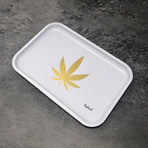 Full Size Rolling Tray Bundle – 12” x 8" Tray + 110mm Rolling Machine + King Size Raw Rolling Papers – Lionhead (White)