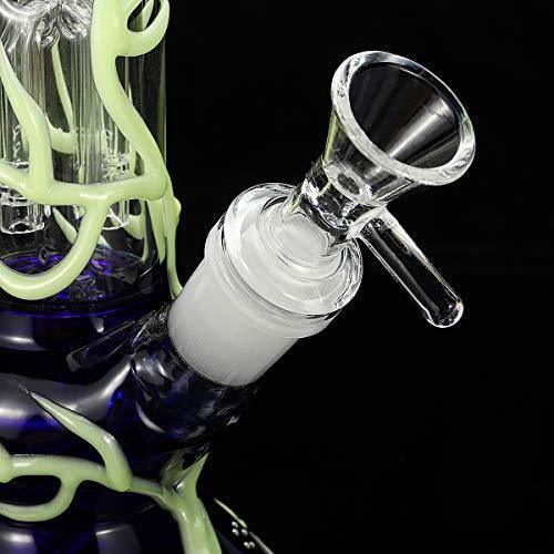 9.5" Blue Glass Bottles,Tree Vines Extend Upwards,Glow in The Dark