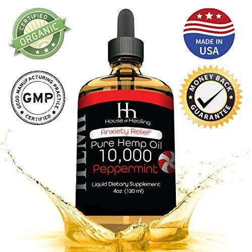 Hemp Oil for Pain Anxiety Relief :: Hemp 10,000 :: Natural Organic Hemp Seed Full Spectrum Extract, Anti Inflammatory, Joint & Sleep Support - Zero THC CBD Cannabidiol :: Rich in Omega 3,6,9