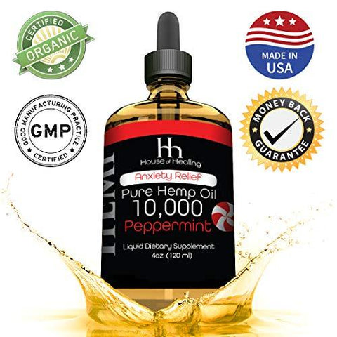 Hemp Oil for Pain Anxiety Relief :: Hemp 10,000 :: Natural Organic Hemp Seed Full Spectrum Extract, Anti Inflammatory, Joint & Sleep Support - Zero THC CBD Cannabidiol :: Rich in Omega 3,6,9