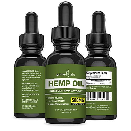 Hemp Oil Extract (500mg) :: Potent All-Natural Formula :: Pure Seed Extract :: Heart Healthy Omega 3 and 6 Acids :: Fresh Peppermint Flavor :: 30 Day Supply :: Prime Labs