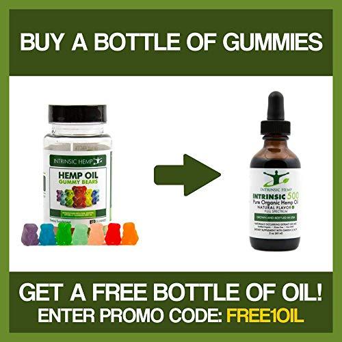 Hemp Gummy Bears, 20mg Per Gummy, Natural Calm, Sleep Aid, Stress Relief, Back Pain, Anxiety Relief, Inflammation, Nausea, Pure Naturally Occurring Hemp Oil Organic by Intrinsic Hemp (60)