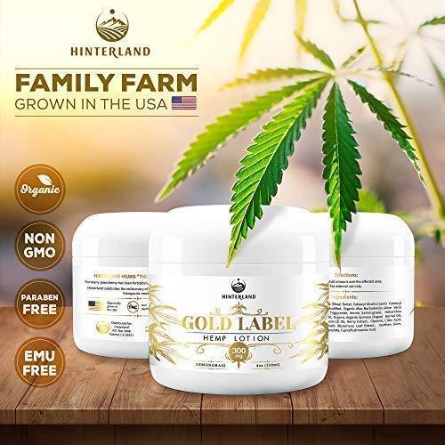 Hemp Pain Relief Cream for Arthritis, Inflammation, Sore Muscles, Joint, Back, Shoulder, Neck Pain, Physical and Sports Therapy - 300mg Extract - Lemongrass Scent - Made in USA - Large 4oz. Container