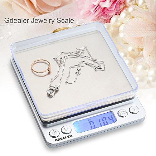 GDEALER DS1 Digital Pocket Kitchen Multifunction Food Scale for Bake Jewelry Weight, 0.001oz/0.01g 500g, Tare, Stainless Steel, 12710619mm, Silver