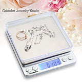 GDEALER DS1 Digital Pocket Kitchen Multifunction Food Scale for Bake Jewelry Weight, 0.001oz/0.01g 500g, Tare, Stainless Steel, 12710619mm, Silver