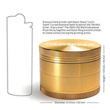 Masterdam Grinders 4-Piece Anodized Aluminum Herb Grinder with Pollen Catcher (Large (2.5 inch), Gold)