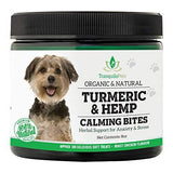 Tranquilo Pets Turmeric & Hemp Calming Treats for Dogs – Anxiety Support and Stress Relief - Bonus eBook - 100% Organic and Natural - Soft Chewy Roast Chicken Flavor – 100 Count