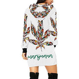 InterestPrint Weed Marijuana Leaf Women's Long Sleeve Hoodie Mini Dress Sweatshirt X-Small