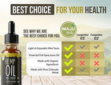 Hemp Oil Extract (450 mg), Strong Full Spectrum Pain & Anxiety Relief, Mild Mint Flavor, Zero THC CBD Cannabidiol, 100% Colorado Hemp, 450 mg Pure Hemp Oil