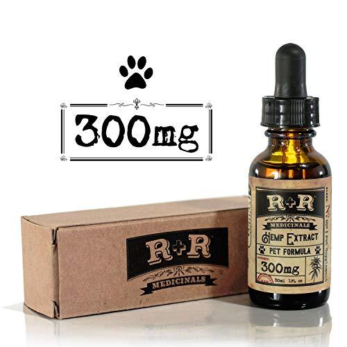 R+R Medicinals Hemp Oil for Dogs :: Hemp Oil for Pets :: Hemp Oil for Cats :: Hemp Oil for Stress Relief, Anxiety, Pain, Calming Relief (300mg, 10mg Serving x 30 Servings)