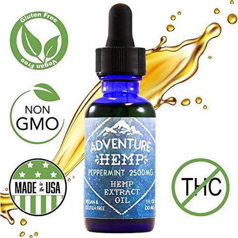 Peppermint 2500mg Hemp Oil for Pain Relief, Stress Support, Anti Anxiety, Sleep Supplements. Herbal Drops Rich in MCT Fatty Acids Natural Anti Inflammatory 1 FL oz. (30 ml) (Lemon or Peppermint)
