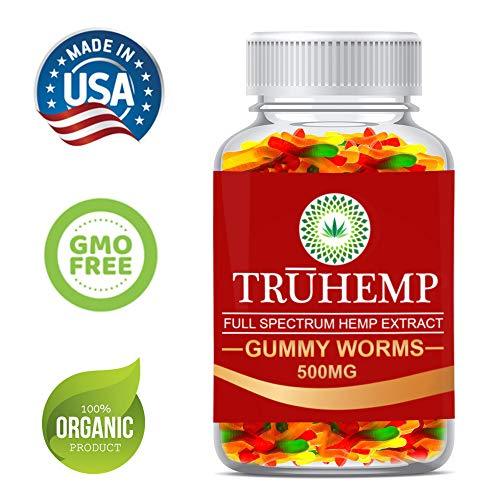 Premium Full Spectrum Hemp Extract Worms Gummy - Safe and Natural - Made in USA - 500MG Total, 14MG Each - Great for Skin, Relaxing, Pain, Stress & Anxiety Relief (Worms)