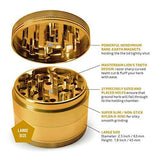 Masterdam Grinders 4-Piece Anodized Aluminum Herb Grinder with Pollen Catcher (Large (2.5 inch), Gold)
