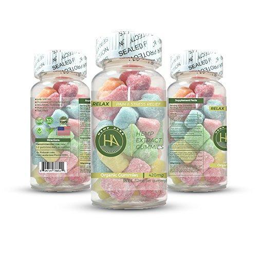 Hemp Gummies - 35ct - 12mg Per Gummy Bear Full Spectrum Organic Hemp Infused - Relaxing, Pain, Stress & Anxiety Relief - Omega 3, 6 & 9. By Dr. Fishman Labs.