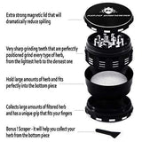 [Upgraded Version] Best Herb Grinder By Kozo Grinders. Large 4 Piece, 2.5" Black Aluminium