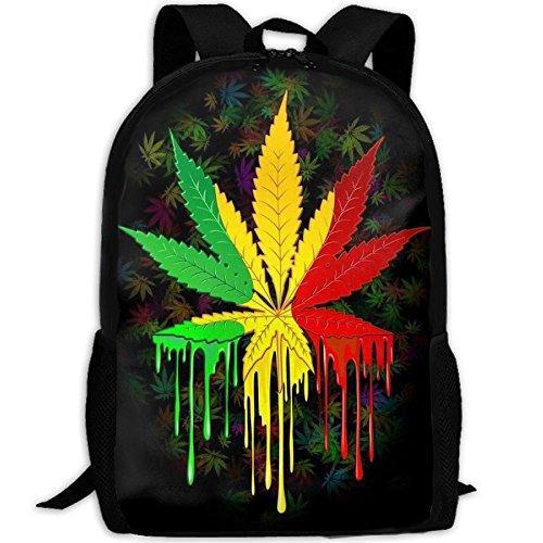 Green Yellow Red Leaf Weed Interest Print Custom Unique Casual Backpack School Bag Travel Daypack Gift