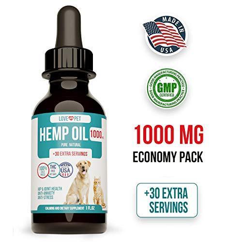 Hemp Oil for Dogs and Cats - 500 mg - Anxiety Relief for Dogs Cats - Hemp Dog - Pet Hemp Oil - 100% Organic Hemp Dog Treats Grown and Extracted in USA for all Pets