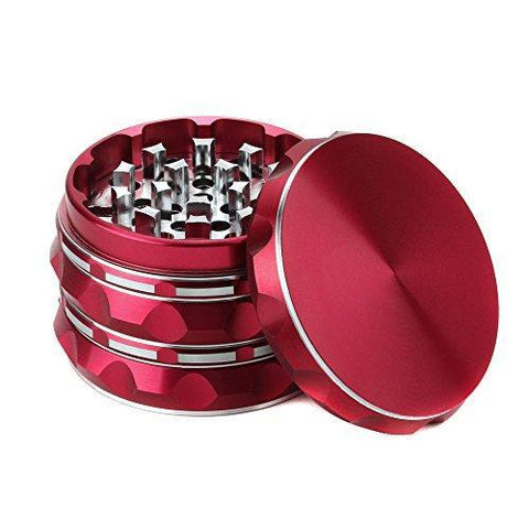 Fancystyle Grinder Polygon 4 Pieces Herb Grinder Spice Grinder Spice Mill with a Pollen Scraper (Red)