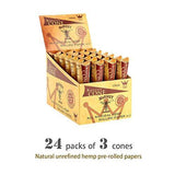 HORNET 72 Pre-Rolled Cones Natural Hemp King Size Organic Cigarette Rolling Papers with Tips-24 Packs of 3 Cones (110mm)