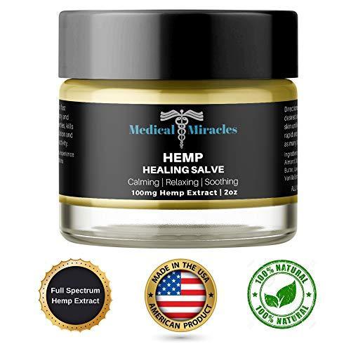 Hemp Pain Cream Salve - 100mg Full Spectrum Hemp Extract - Fast Muscle and Joint Pain Relief. 2oz