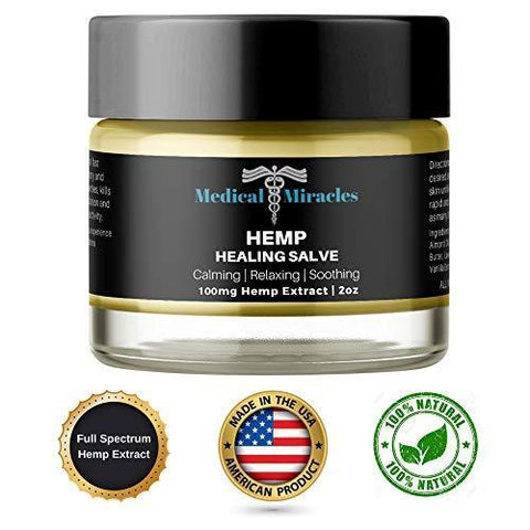 Hemp Pain Cream Salve - 100mg Full Spectrum Hemp Extract - Fast Muscle and Joint Pain Relief. 2oz