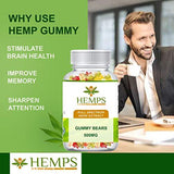 HEMPS Premium Hemp Gummies – 10 MG per Gummy – for Anxiety & Stress Relief, Reduced Pain & Inflammation – Sleep Better! - Omega 3,6,9 & Vitamin A, E - 100% USA Made Hemp Extract