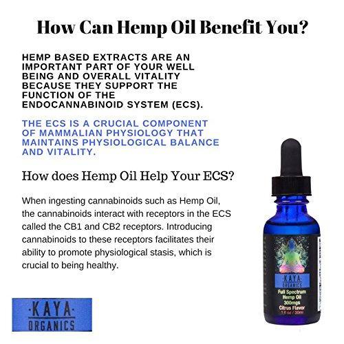 Premium Hemp Oil - 300mg - Full-Spectrum Organic Hemp Oil For Pain, Anxiety, Stress, Inflammation, and Overall Health and Wellness - VETERAN OWNED AND OPERATED - By Kaya Organics