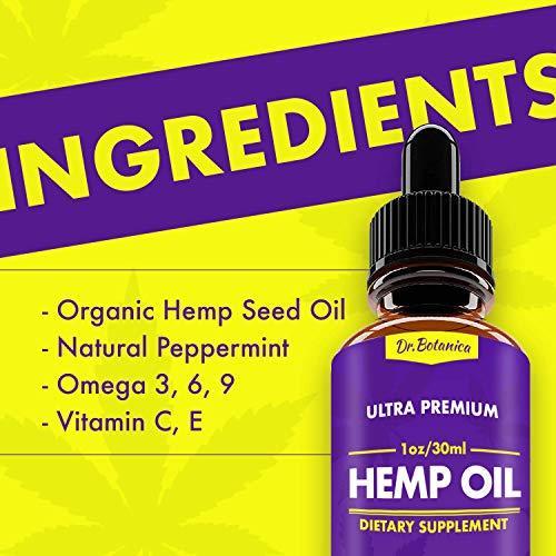 Hemp Oil Drops, 1000mg, Full Spectrum, 100% Organic, Reduces Pain, Anxiety and Stress, Helps with Sleep, Mood, Skin and Hair