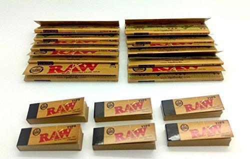 Raw Bundle Kit (16 Items), 10X King Size Slim Rolling Papers, 6X Raw Tips (300 Total)