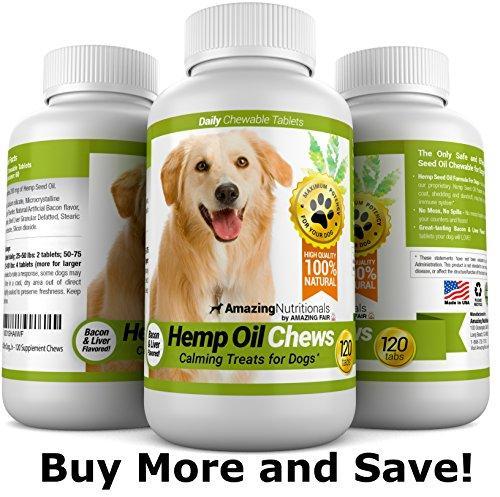 Amazing Hemp Oil for Dogs Calming Treats - Dog Stress Relief Anxiety Aid for Storms, Barking, Chewing - Aids Joint Health - 120 Supplement Chews