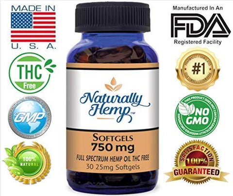 Naturally Hemp Oil 750mg Bottle - Certified Organic - Relief for Stress, Inflammation, Pain, Sleep, Anxiety, Depression, Nausea - Rich in Vitamin E, Vitamin B, Omega 3,6,9 and More!
