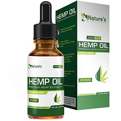 Hemp Oil for Pain Relief - Stress Support, Anti Anxiety, Sleep Supplements - Herbal Drops - Rich in MCT Fatty Acids - Natural Anti Inflammatory - 1 Fl Oz (30 ml)