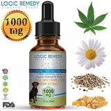 LOGIC REMEDY (1000mg) Organic Hemp Extract & Essential Oil Blend & Omega-3,6,9 Fatty Acids for Dogs & Cats/ Vegan/Peaceful Buddy Fights Stress, Separation Anxiety & Improves Hip Joint Health