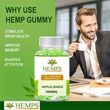HEMPS 40ct Hemp Apple Rings Gummy - for Pain Relief and Anti-Anxiety Support :: All-Natural Ingredients :: Promotes Relaxation & General Good Health :: 25MG Per Gummy – 100% USA Made Hemp Extract