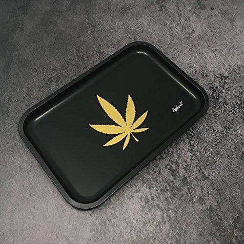 Full Size Rolling Tray Bundle – 12” x 8" Tray + 110mm Rolling Machine + King Size Raw Rolling Papers – Lionhead (Black)