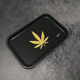 Full Size Rolling Tray Bundle – 12” x 8" Tray + 110mm Rolling Machine + King Size Raw Rolling Papers – Lionhead (Black)