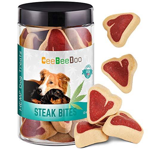 CeeBeeDoo Dog Treats with Hemp Oil for Pain Relief & Anxiety – Healthy & Tasty Hemp Treats for Dogs – Natural Pet Hemp Chews Dog Calming Treats for Small & Large Dogs, (Steak Bites)