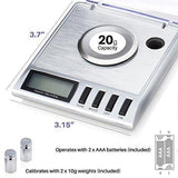 Smart Weigh High Precision Digital Milligram Jewelry Scale, 20 x 0.001g, Calibration Weights and Tweezers Included.